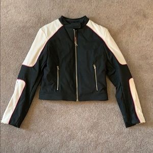 Black and pink Moto jacket